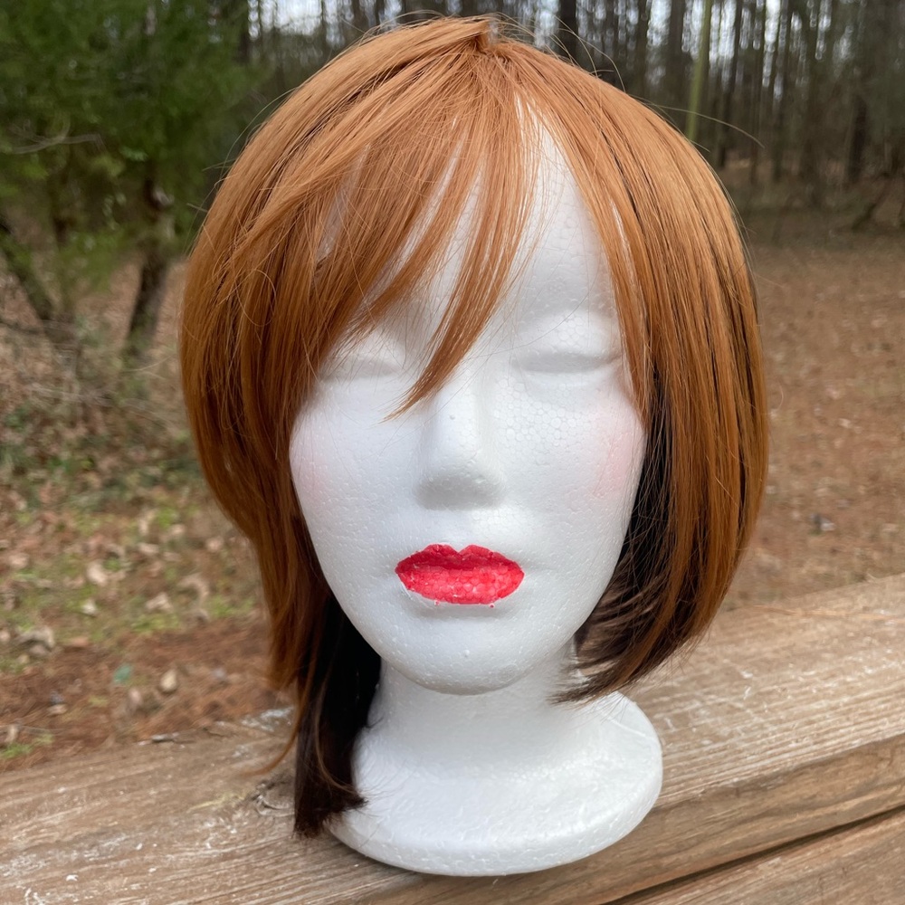 Stylish Orange or Red with dark brown underneath Wig for Women. Synthetic